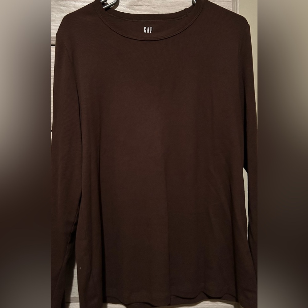 GAP Dark Brown Ribbed Knit Top XL